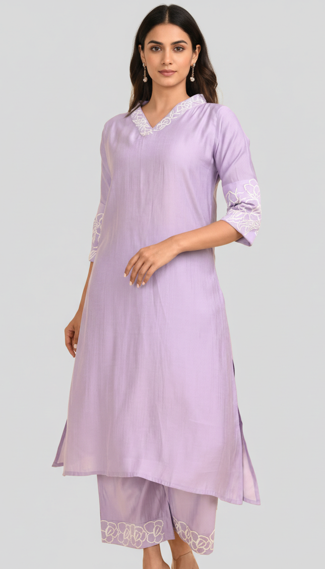 Light Pink Vatican Silk Printed Co-Ord Set For Women|K1_2
