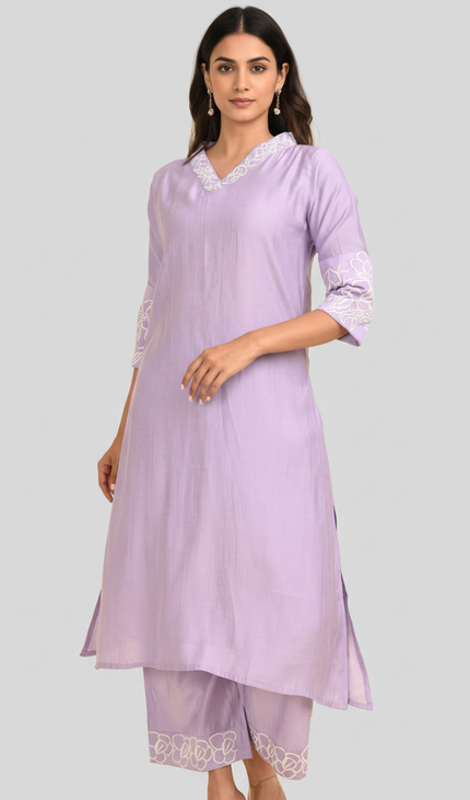 Light Pink Vatican Silk Printed Co-Ord Set For Women|K1_2