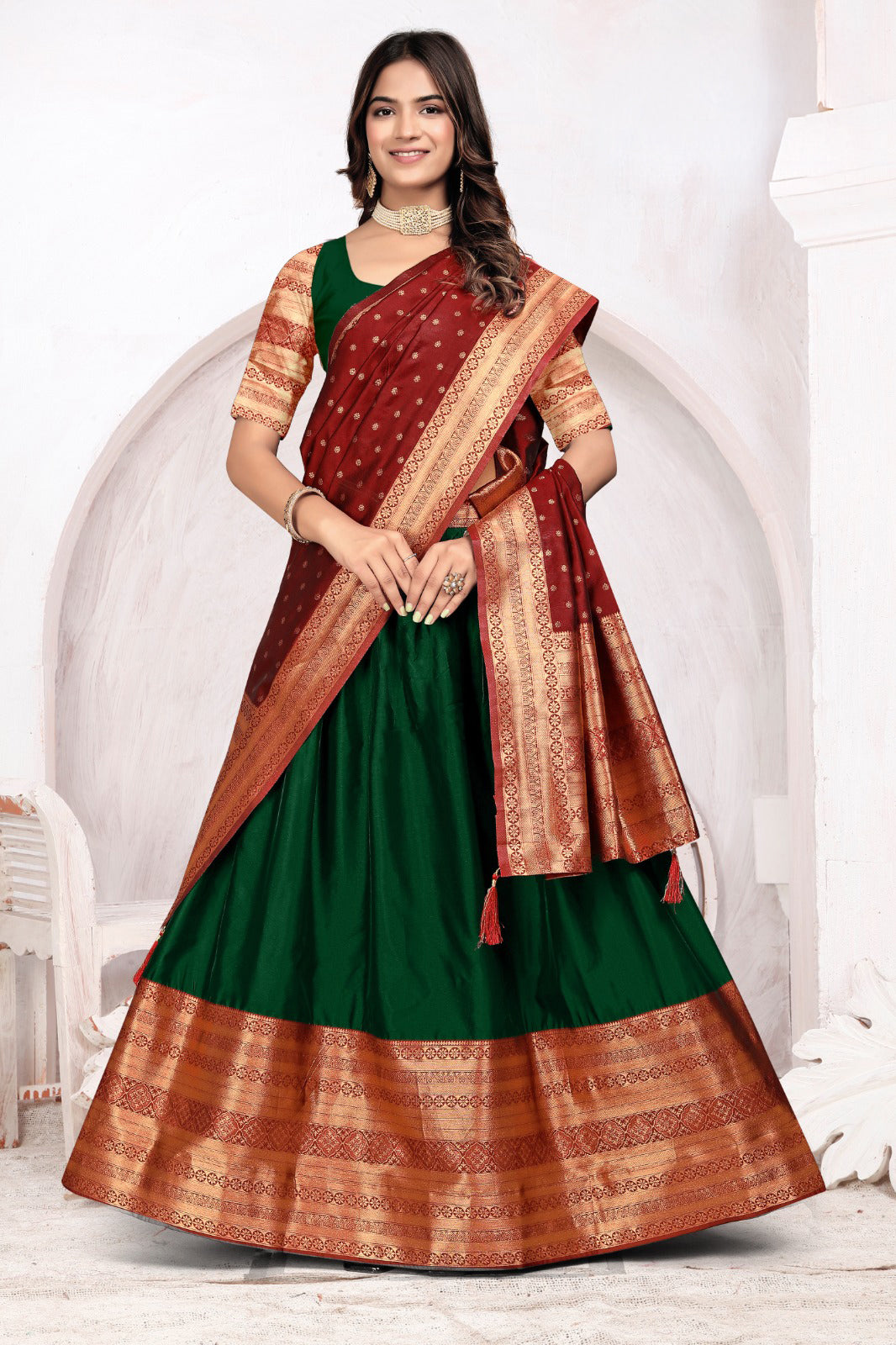 Women's  Silk Lehenga |  SEMI STICHED |5004