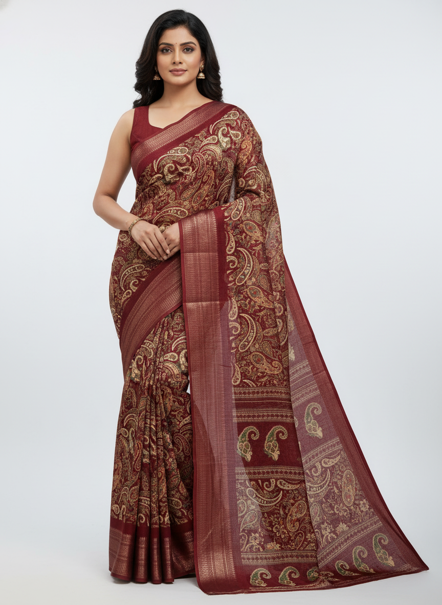 Black Multicolor Saree with Pattern Print | AS-00109