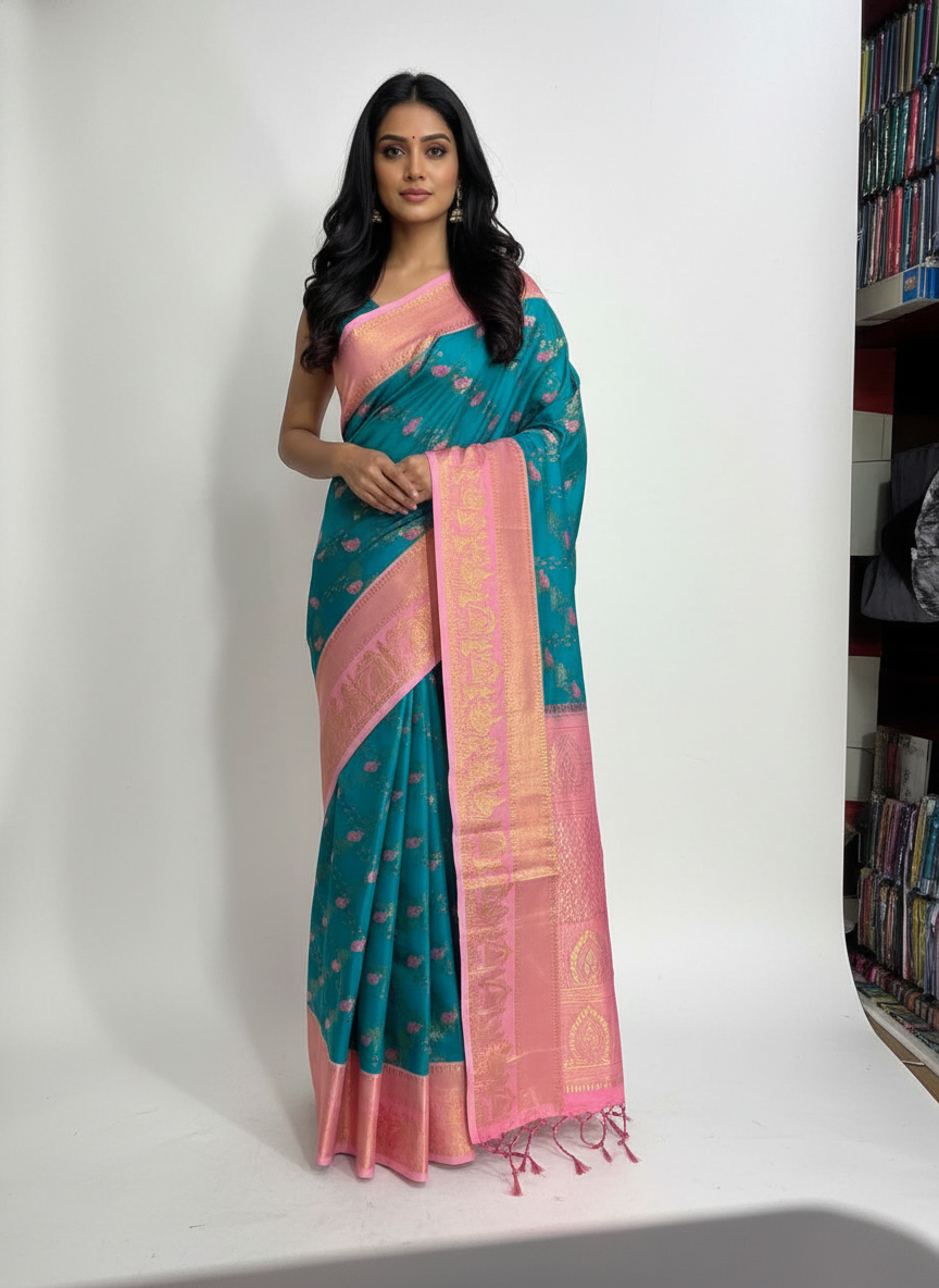 Semi silk Kanchipuram With Butta Design| AS-00133