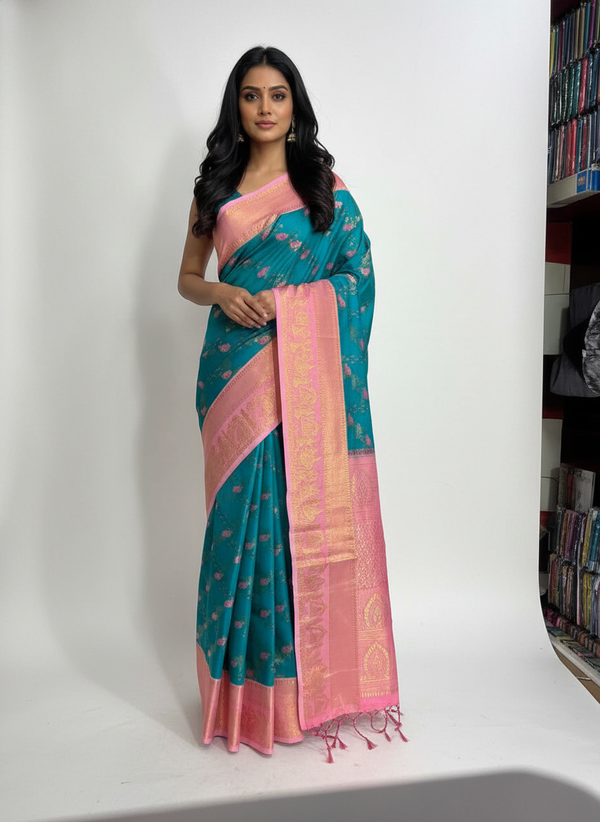 Semi silk Kanchipuram With Butta Design| AS-00133