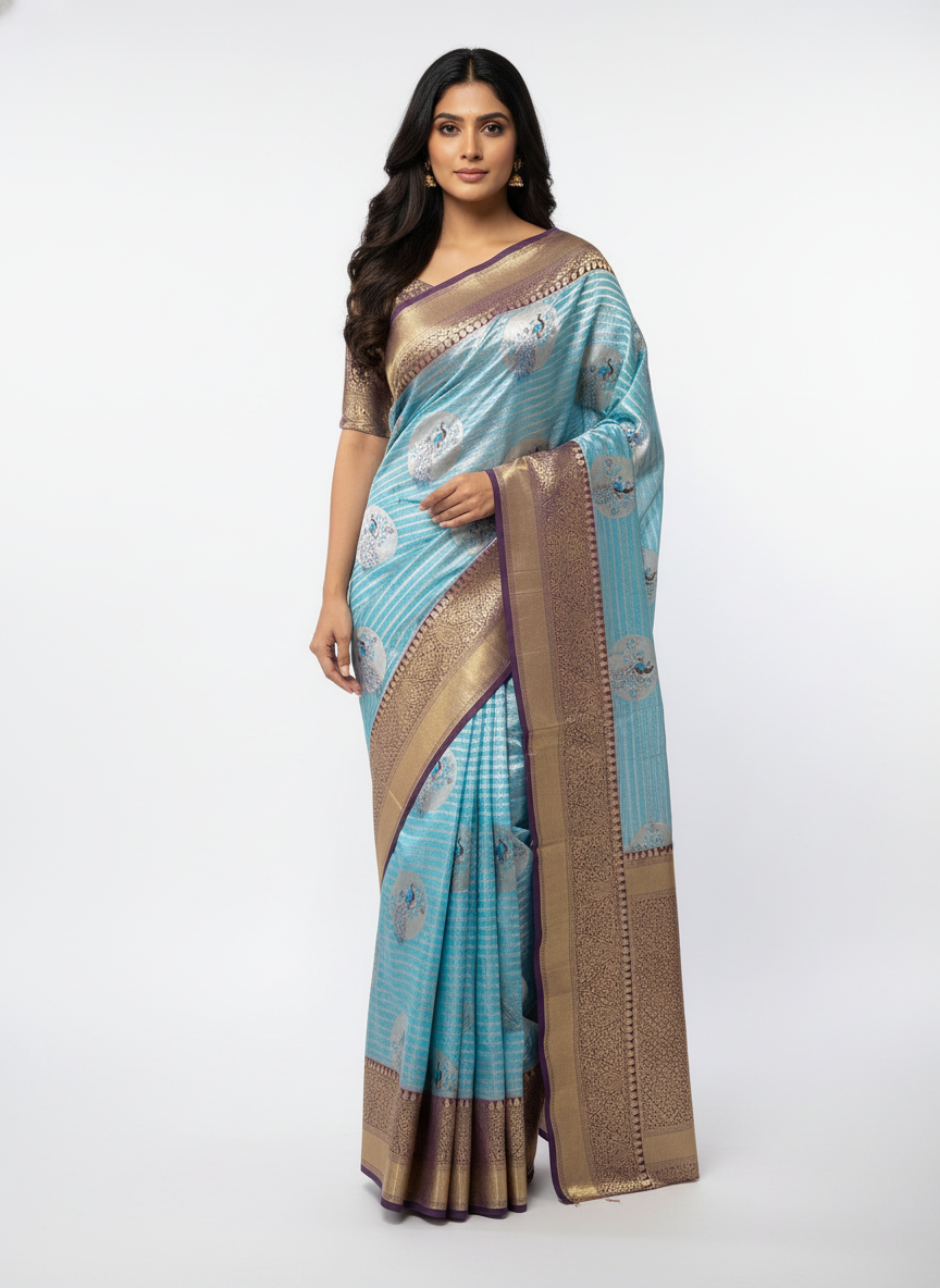 Semi silk Mustard Kanchipuram With Butta Design| AS-00134