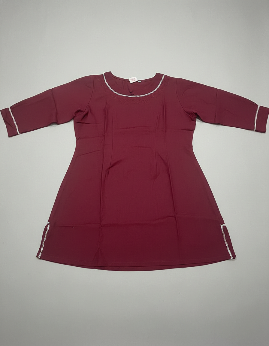 Wine New Summer Cotton Regular Fit Top for Girl's|AS-00159