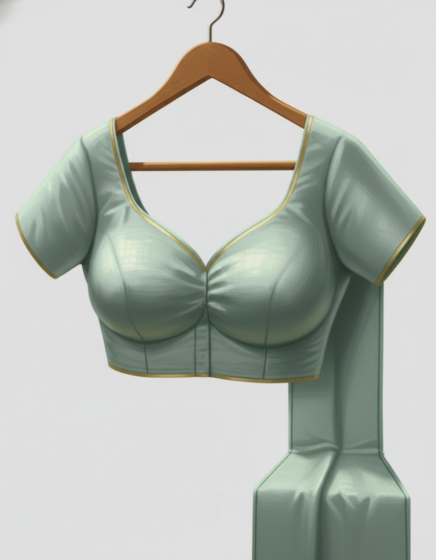 BOTLE Green Handloom Silk Saree with Zari Border|AS-002