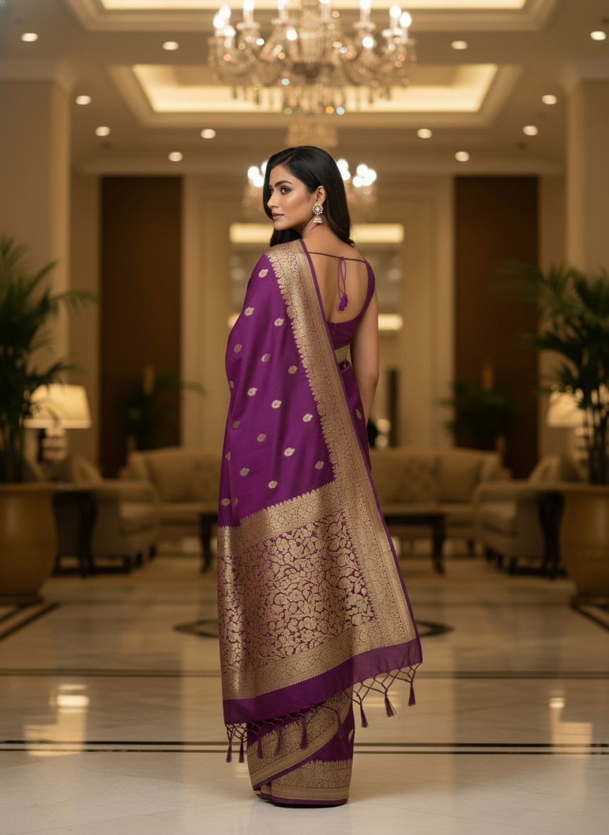 Mustrad Silk Saree with Woven Border| AS-00244