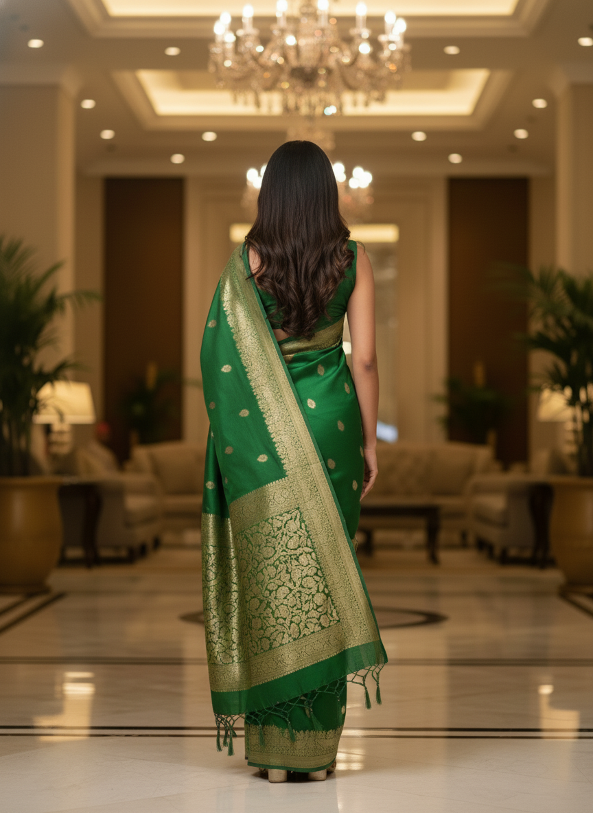 Mustrad Silk Saree with Woven Border| AS-00244