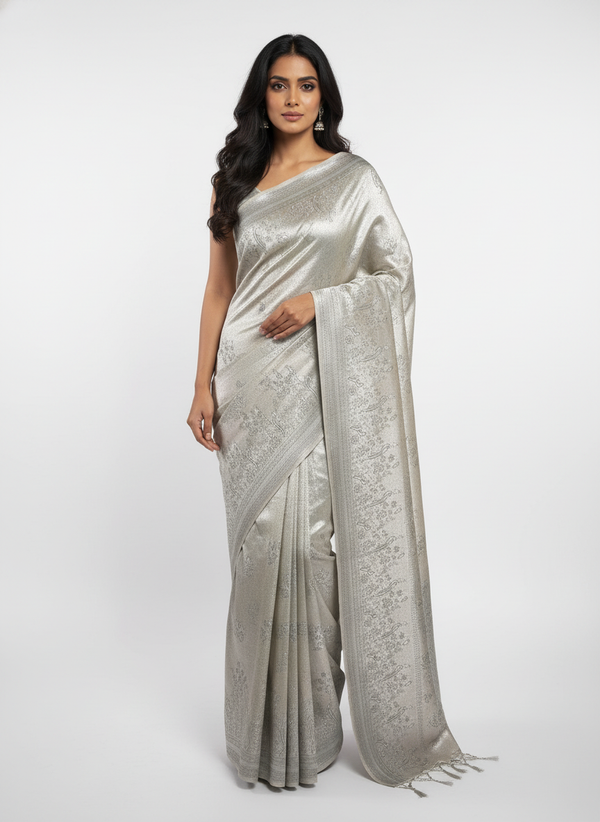 Cream Semi silk Kanchipuram With Butta Design| AS-00138