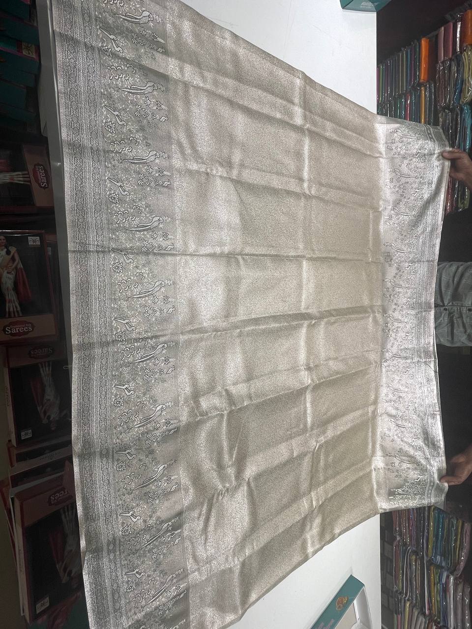 Cream Semi silk Kanchipuram With Butta Design| AS-00138