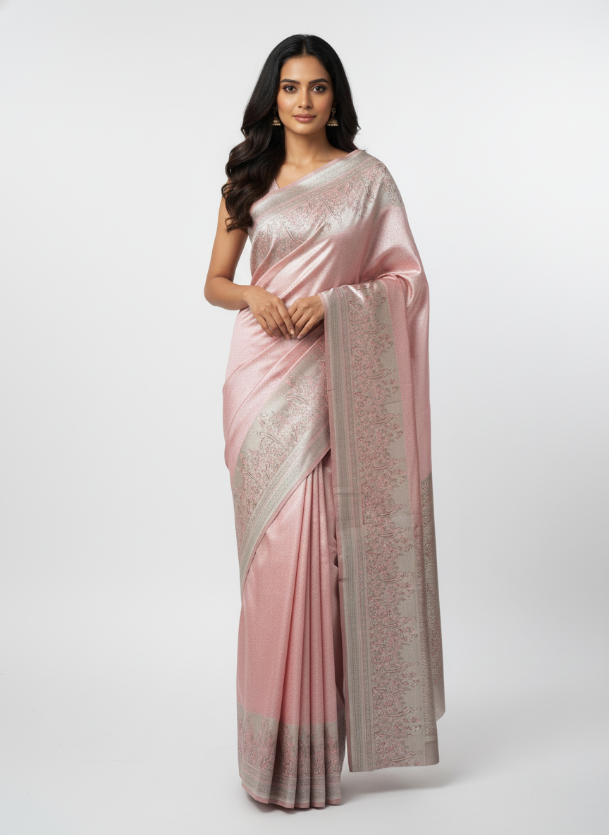 Pink Semi silk Kanchipuram With Butta Design| AS-00139