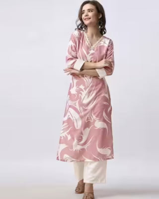 Women Printed V-Neck Straight Kurti