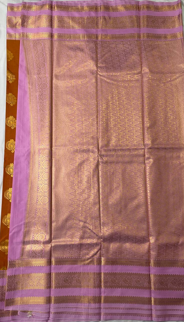 Orange Premium Soft Bangalore Silk Saree with Pink Zari Border|S16_2