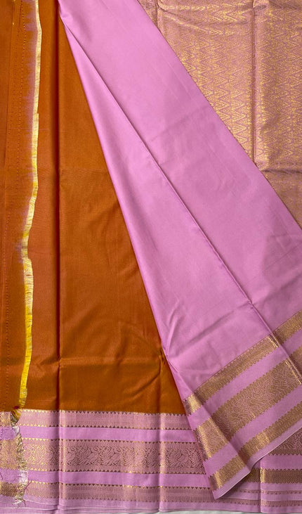 Orange Premium Soft Bangalore Silk Saree with Pink Zari Border|S16_2