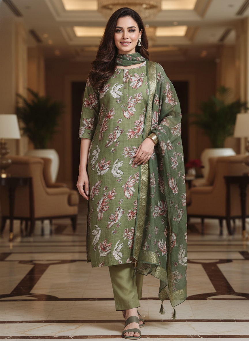 Wine Printed Kurti Set For Women| AS-00206