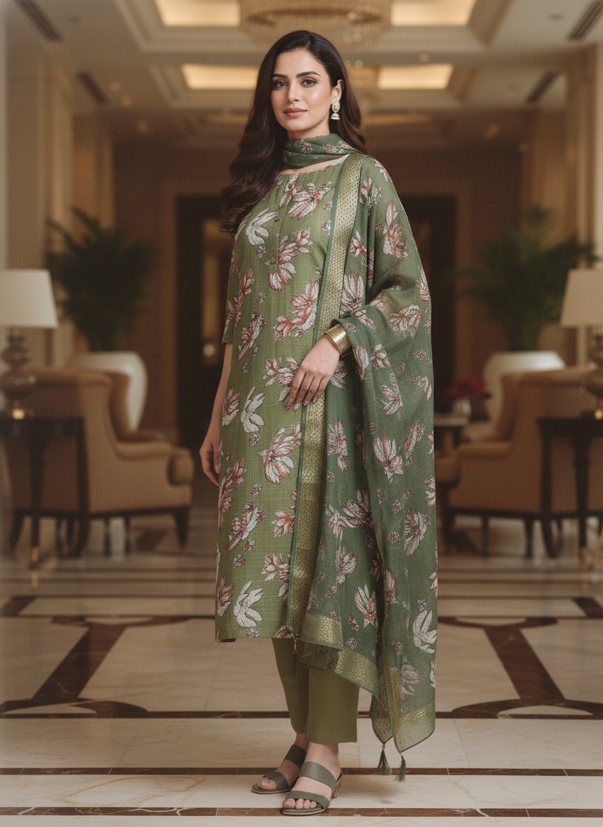 Wine Printed Kurti Set For Women| AS-00206