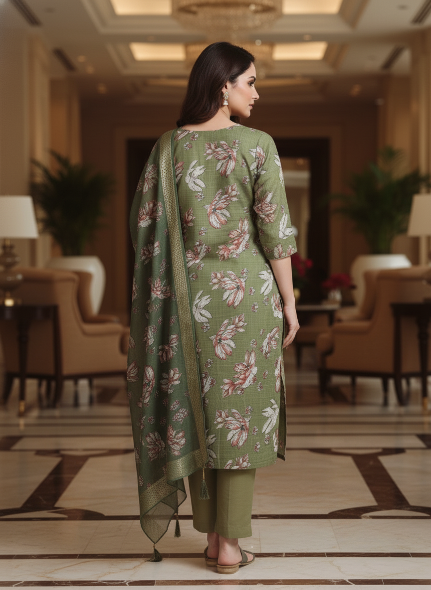 Wine Printed Kurti Set For Women| AS-00206