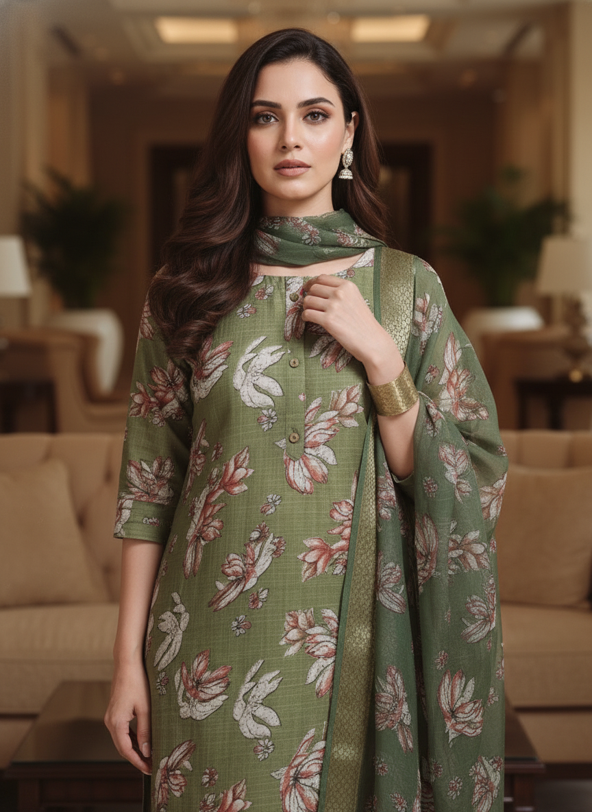 Wine Printed Kurti Set For Women| AS-00206