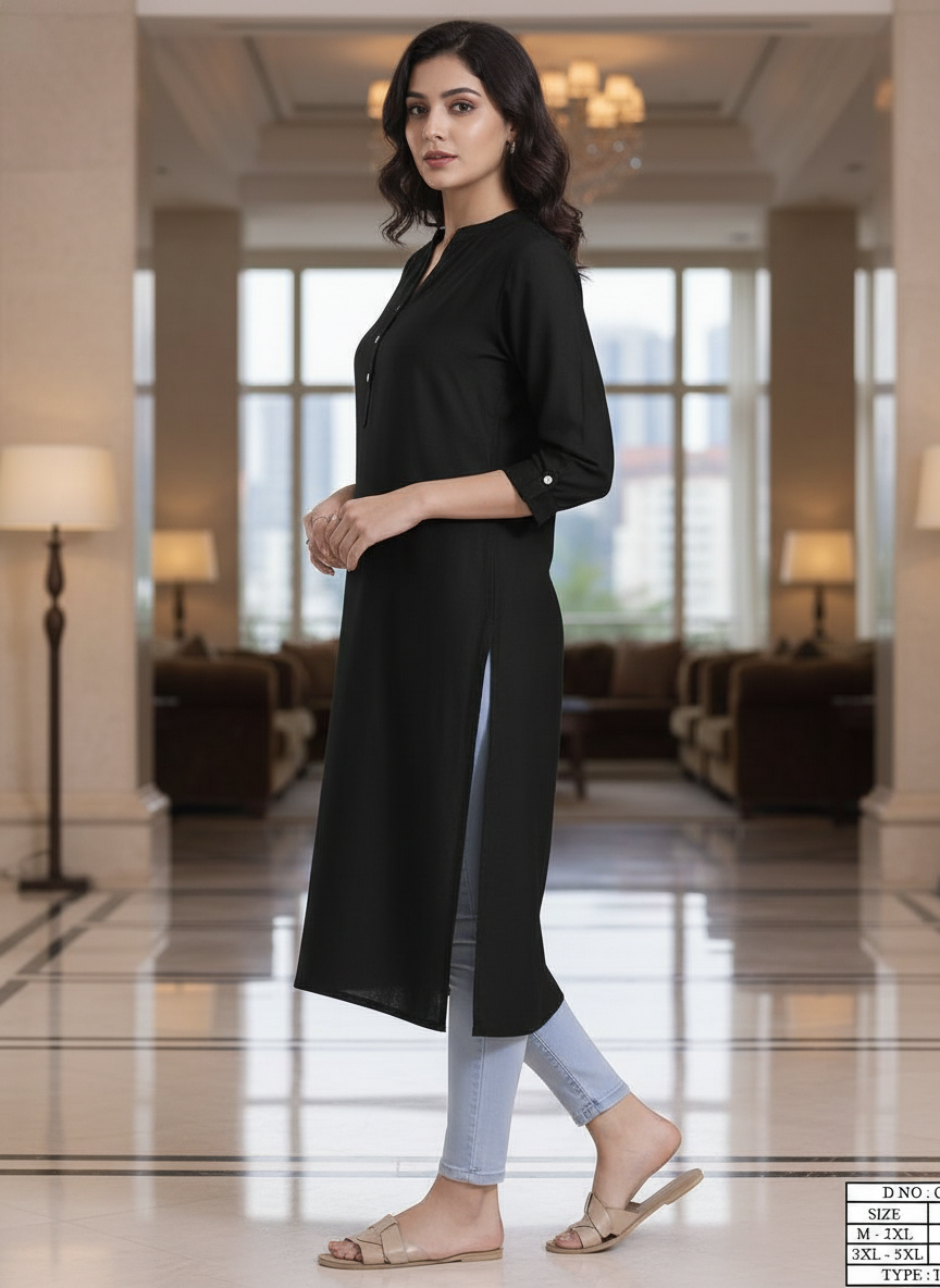 White solid  straight cut kurta | AS-00167