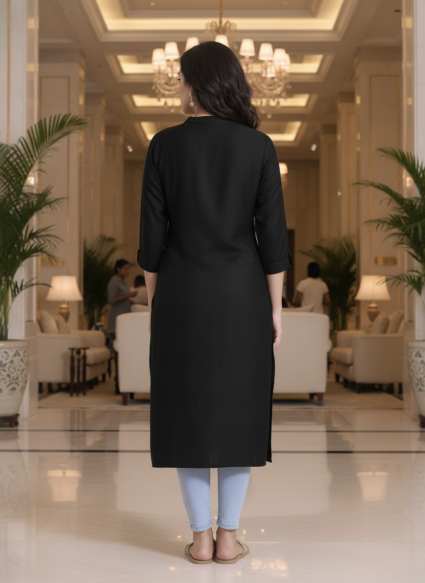 White solid  straight cut kurta | AS-00167