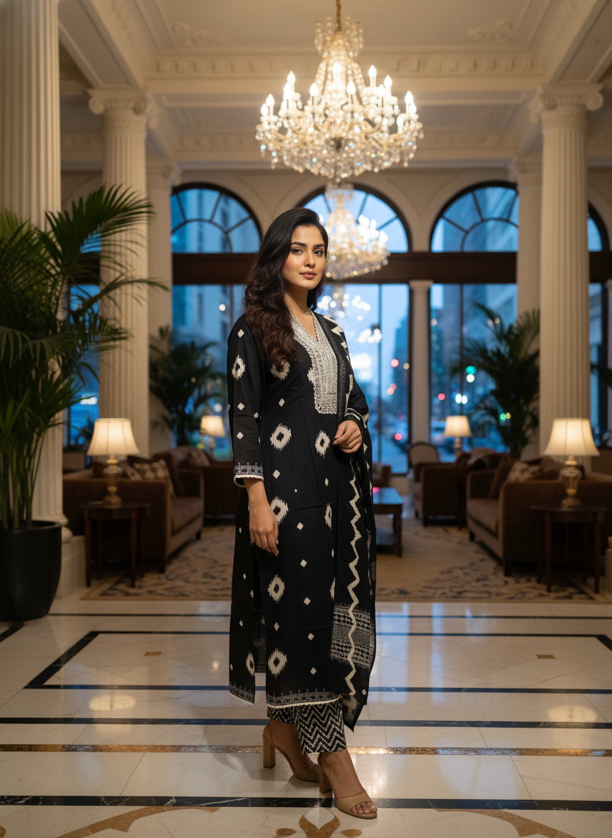 Black  printed straight cut kurta | AS-00181