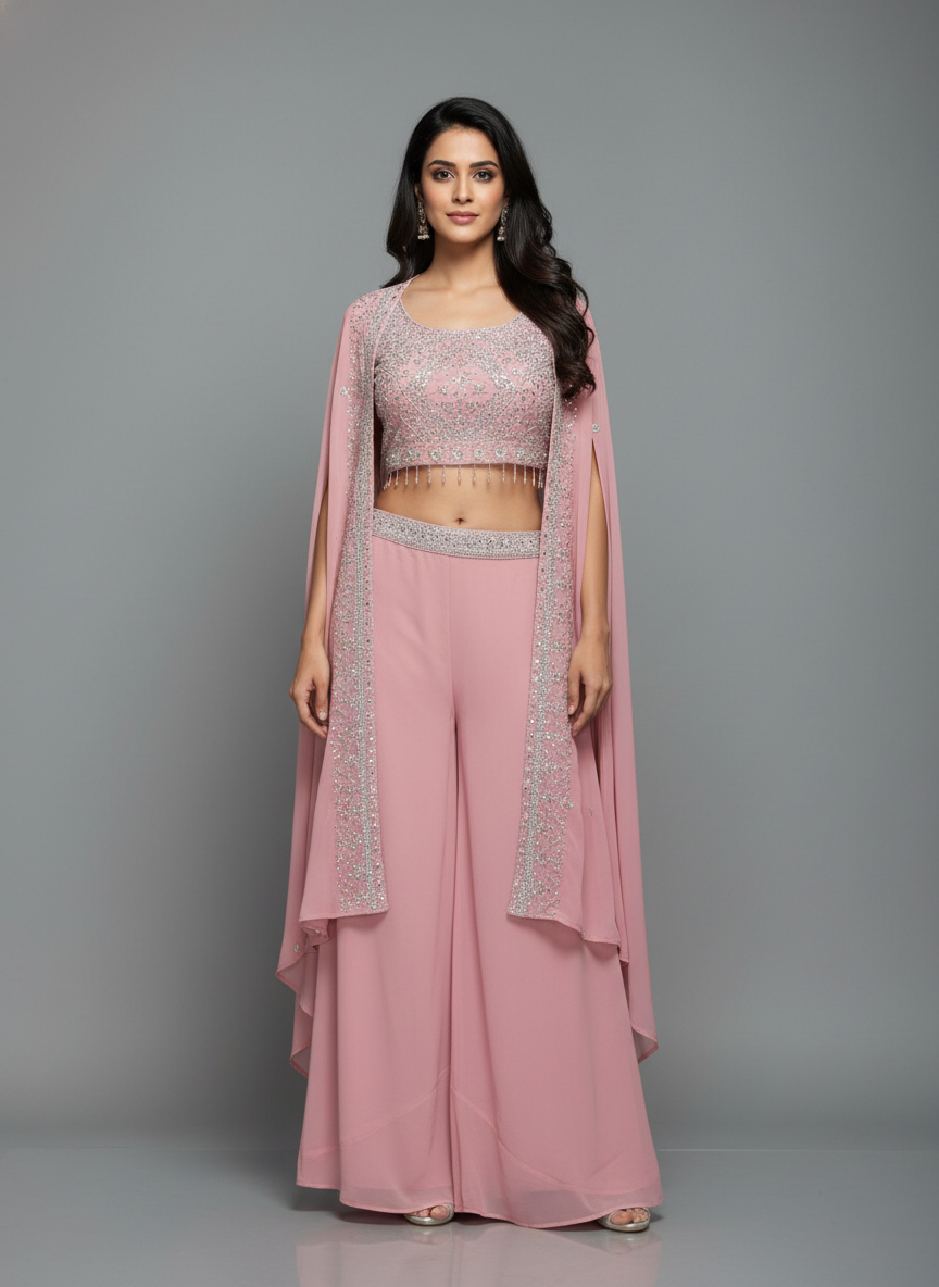 Peach  silk Palazzo Set With Dupatta| AS-00252