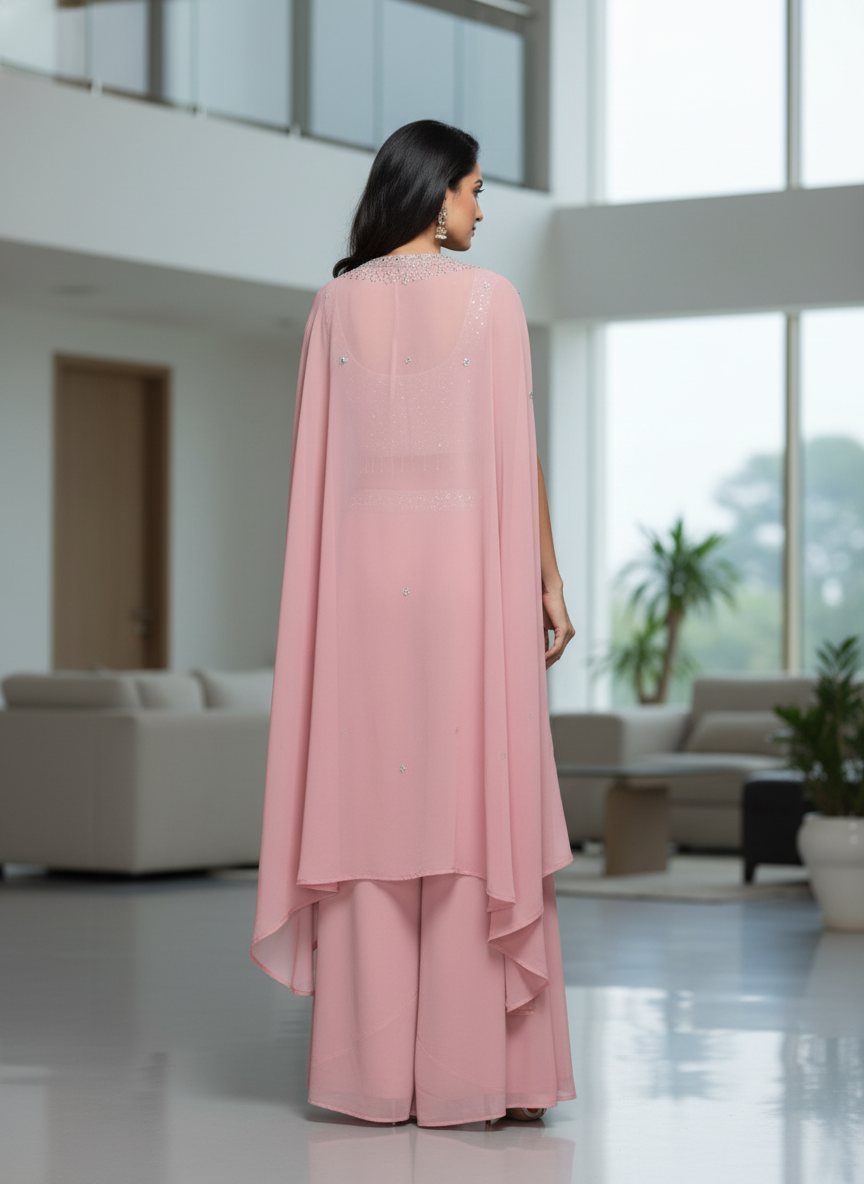 Peach  silk Palazzo Set With Dupatta| AS-00252