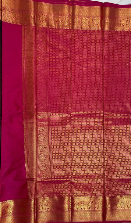 Brown Semi Kanchipuram Silk Saree with Rich Zari Border|S1