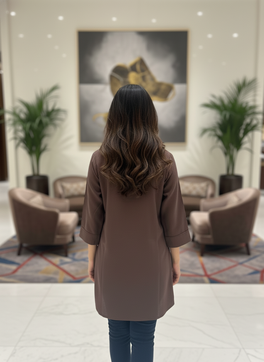 Brown New Summer Cotton Regular Fit Top|AS-00169