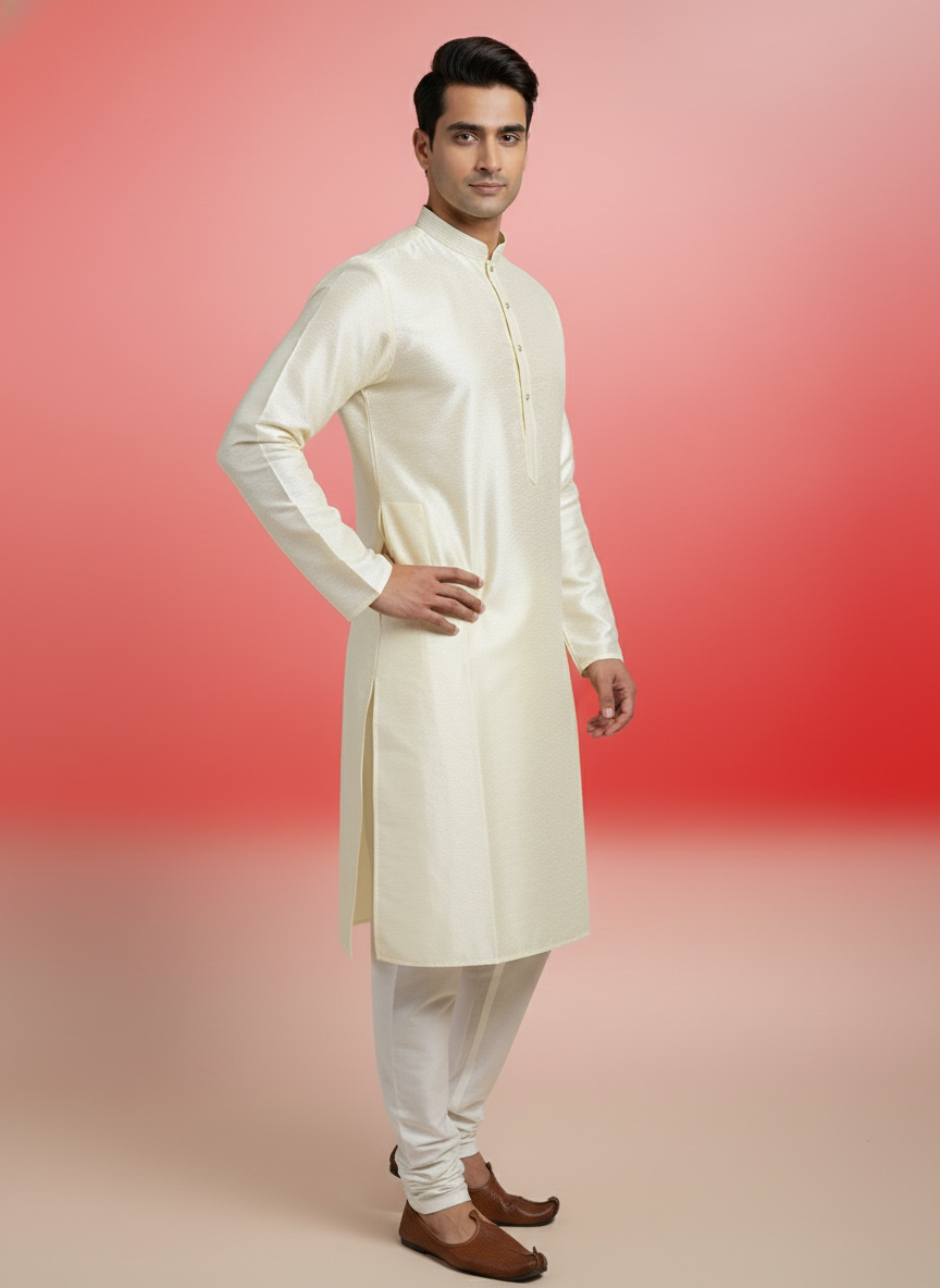 Cream Chikankari Kurta Set |AS-M07