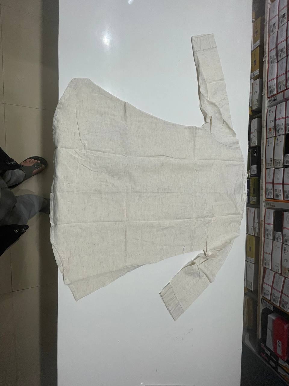 Cream New Summer Cotton Regular Fit Top|AS-00165