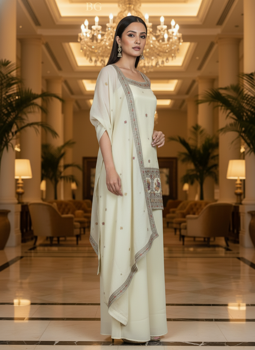 Light Blue silk Palazzo Set With Dupatta| AS-00251