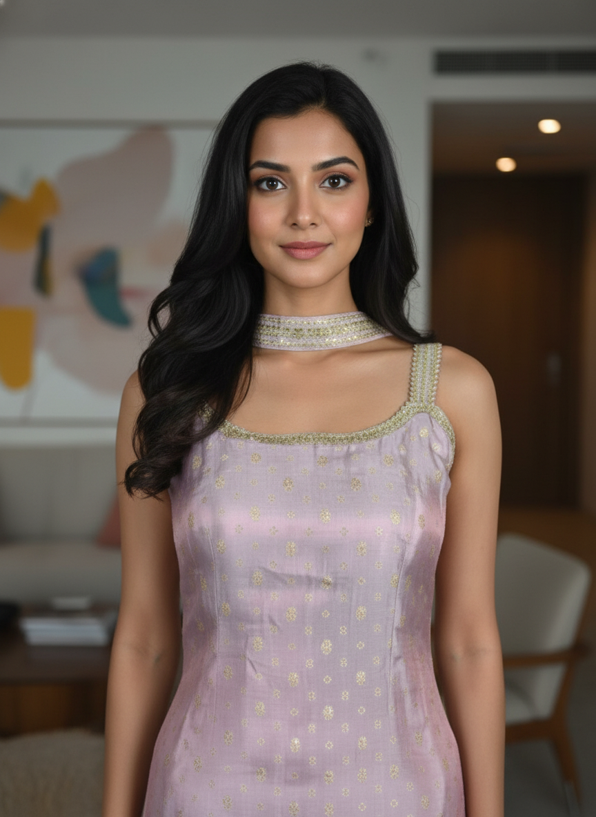 Baby pink silk Palazzo Set With Dupatta| AS-00259