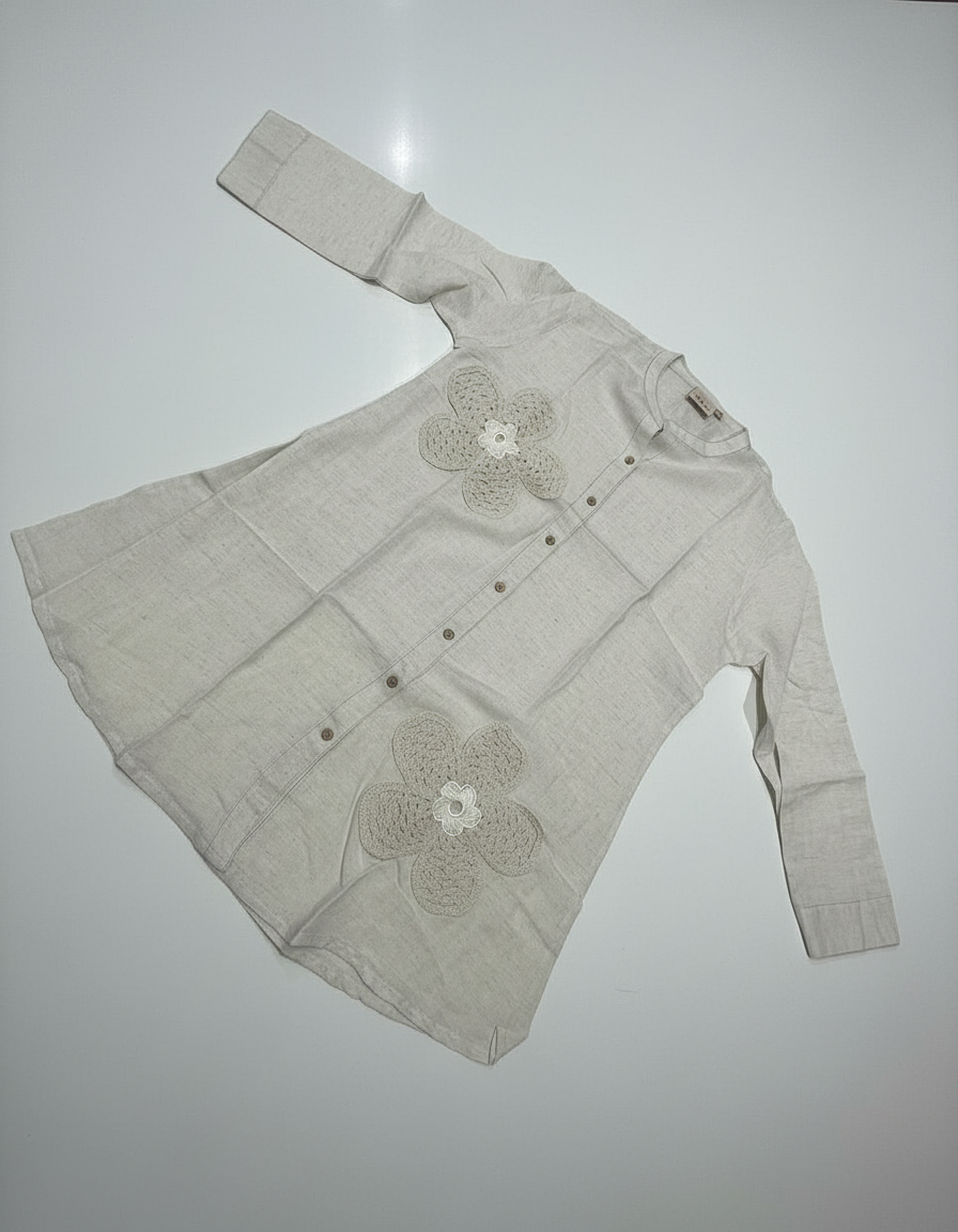 Cream New Summer Cotton Regular Fit Top|AS-00165