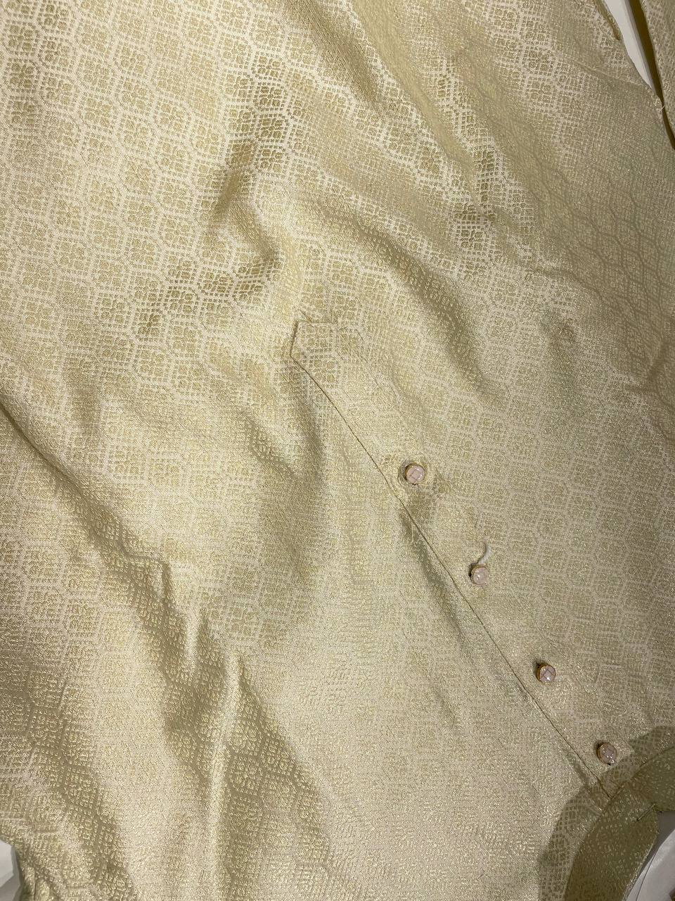 Golden Beige Floral Jaal Patterned Kurta Set| AS-M04