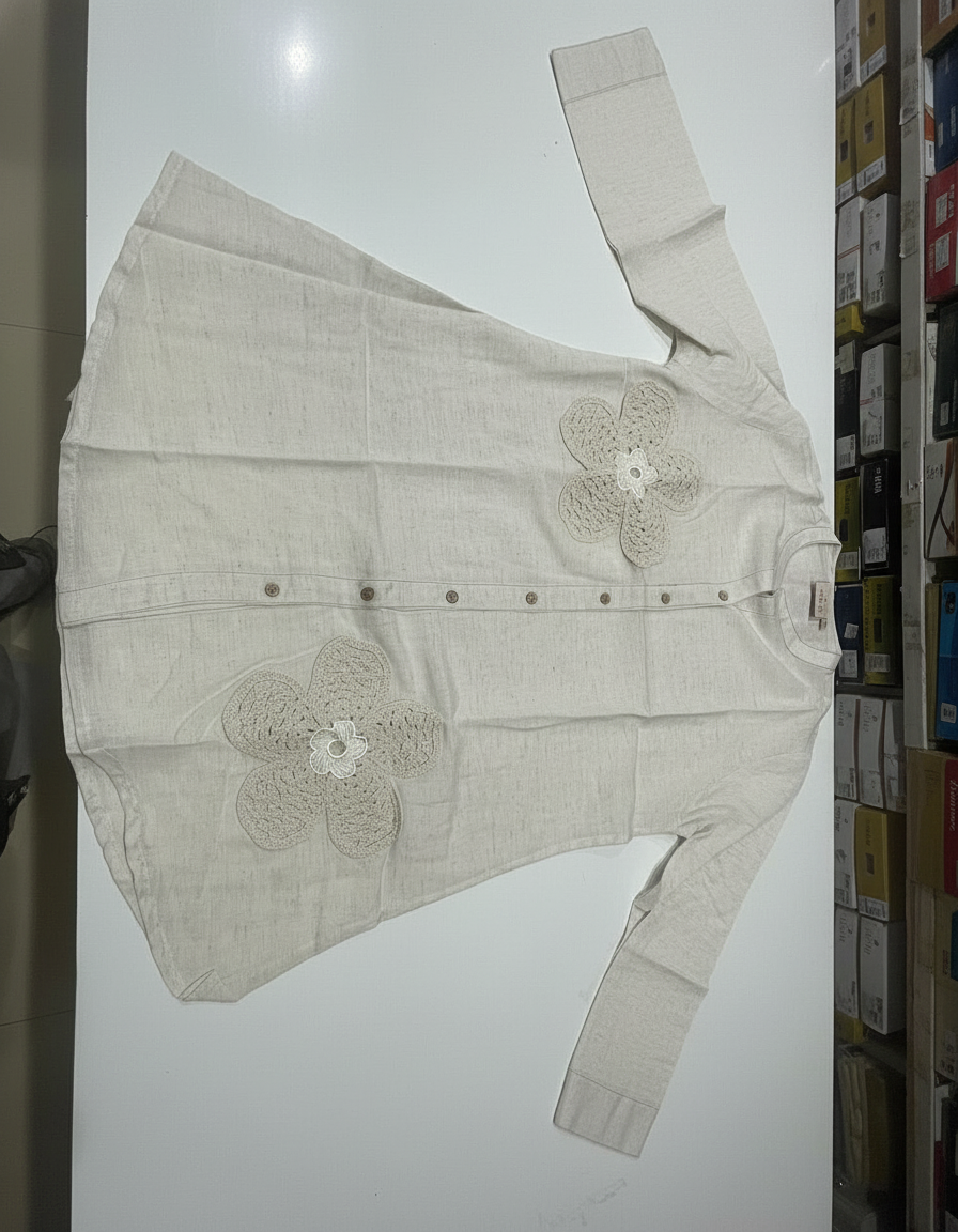 Cream New Summer Cotton Regular Fit Top|AS-00165