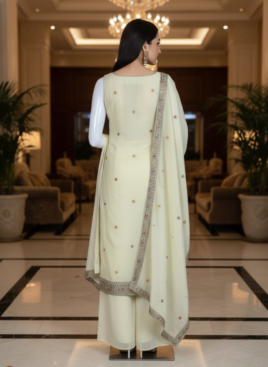 Light Blue silk Palazzo Set With Dupatta| AS-00251