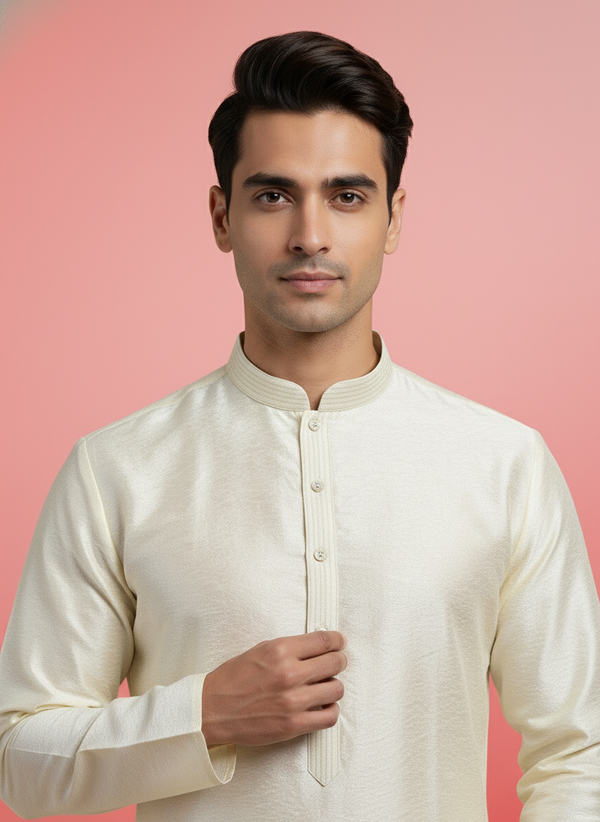 Cream Chikankari Kurta Set |AS-M07