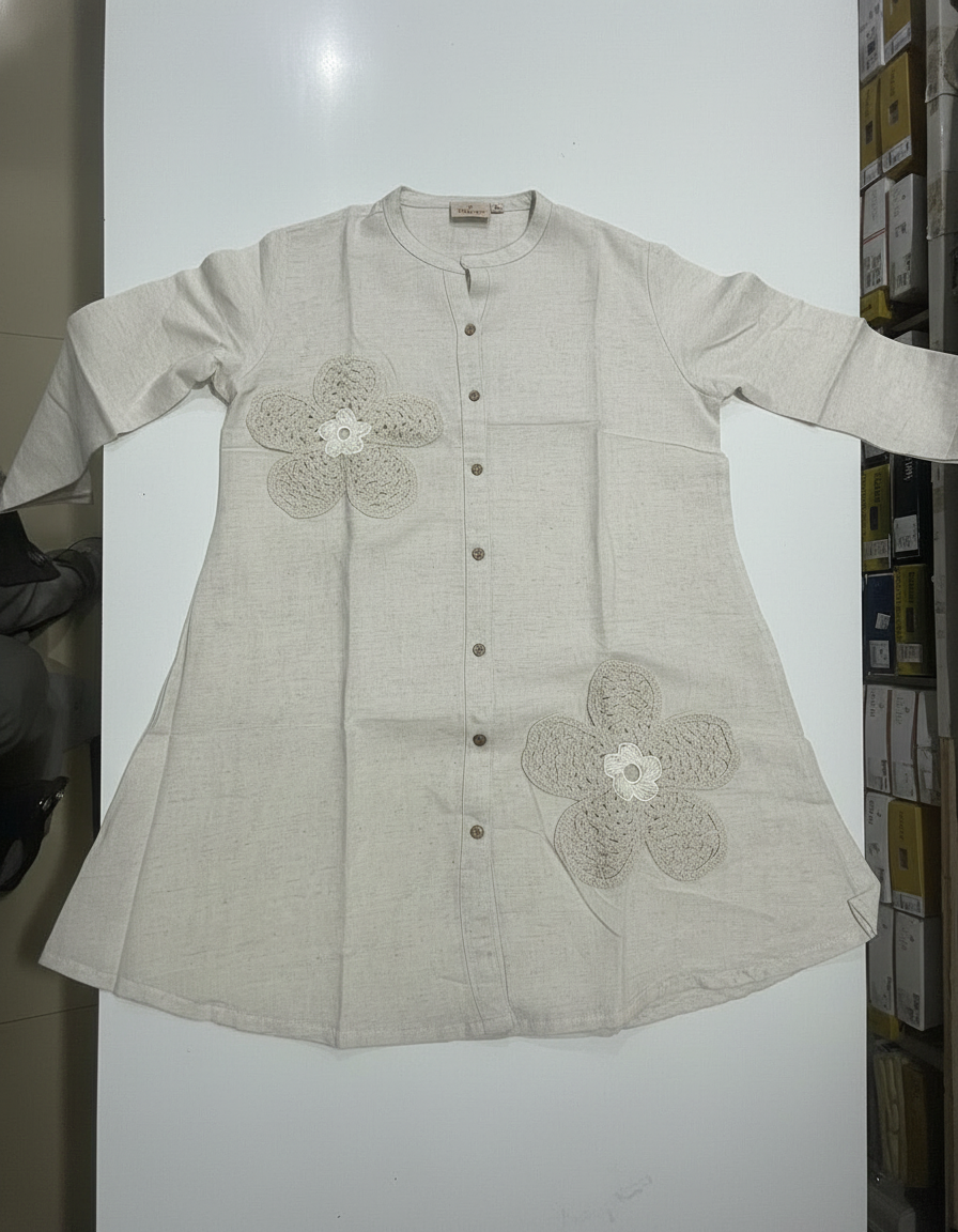 Cream New Summer Cotton Regular Fit Top|AS-00165