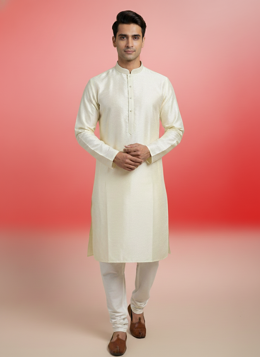 Cream Chikankari Kurta Set |AS-M07
