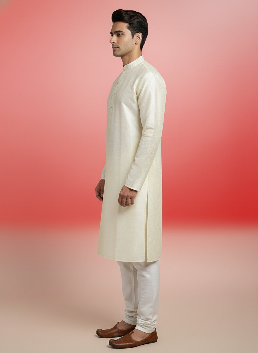 Cream Chikankari Kurta Set |AS-M07
