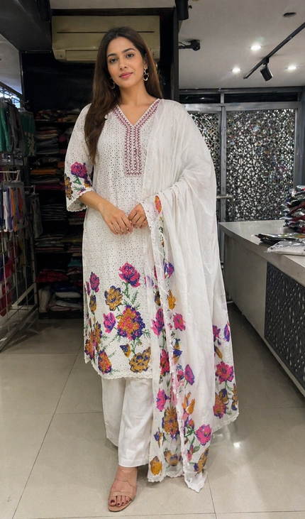 Pure Cotton Embroidery  Churidar set| SC32_2
