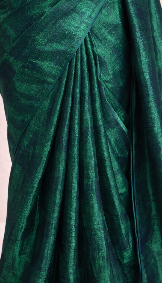 Teal Green Pure Mul Cotton Saree With Blue & Green Tassel Border |CS8_2