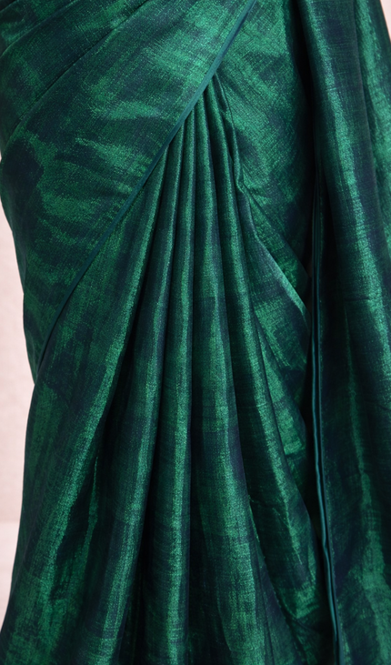 Teal Green Pure Mul Cotton Saree With Blue & Green Tassel Border |CS8_2