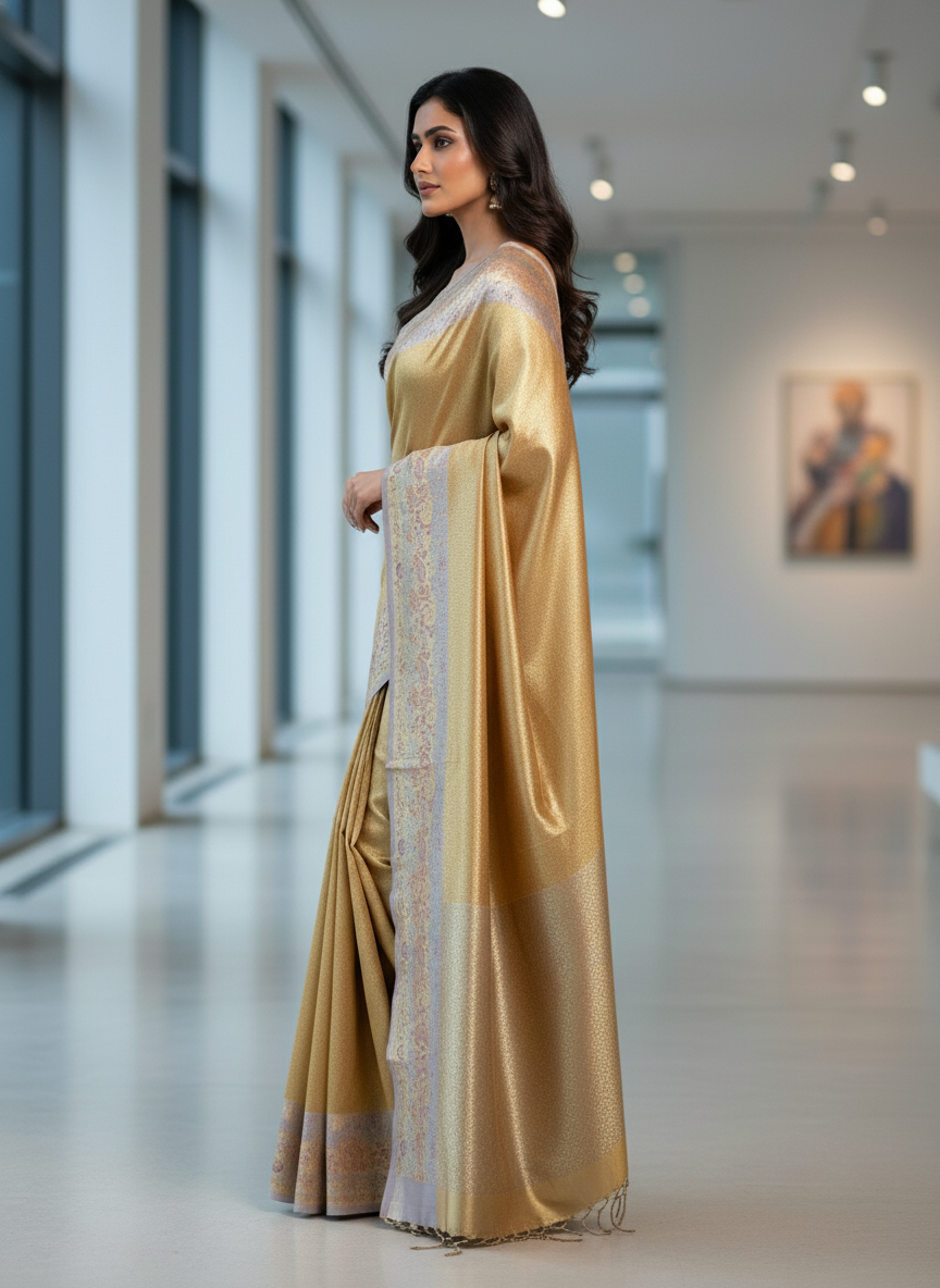 Brown Kanchipuram Silk Saree With Butta Design| AS-00143