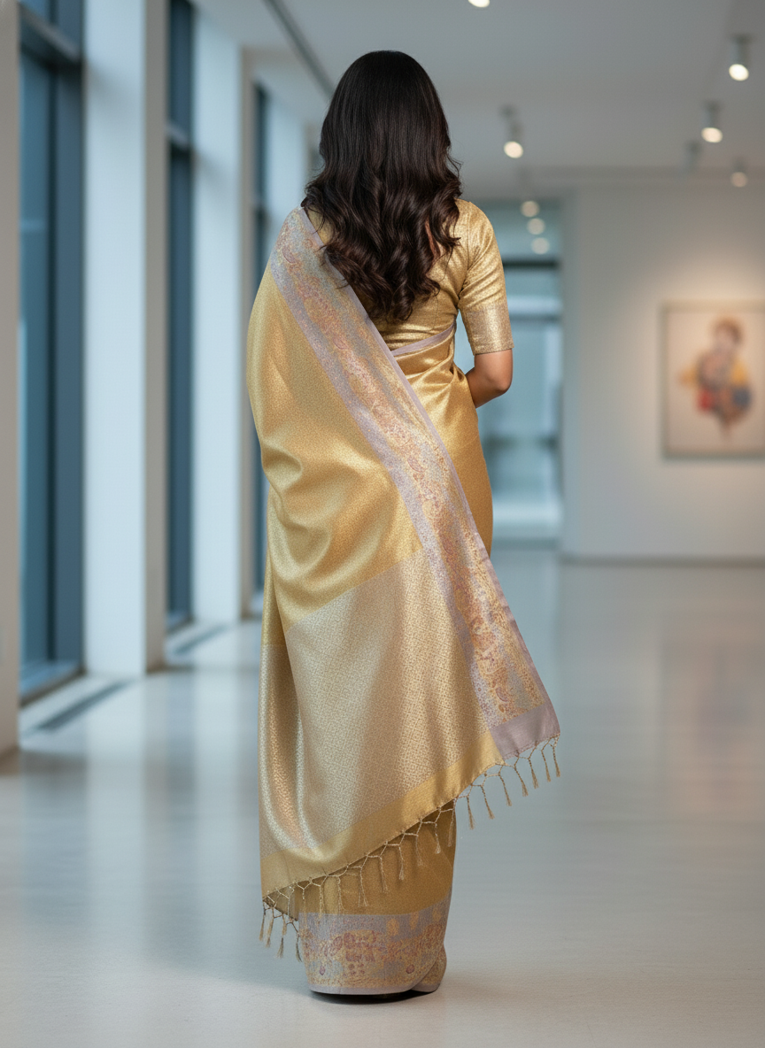 Brown Kanchipuram Silk Saree With Butta Design| AS-00143