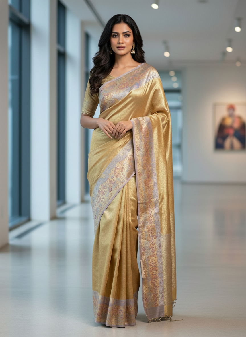 Brown Kanchipuram Silk Saree With Butta Design| AS-00143