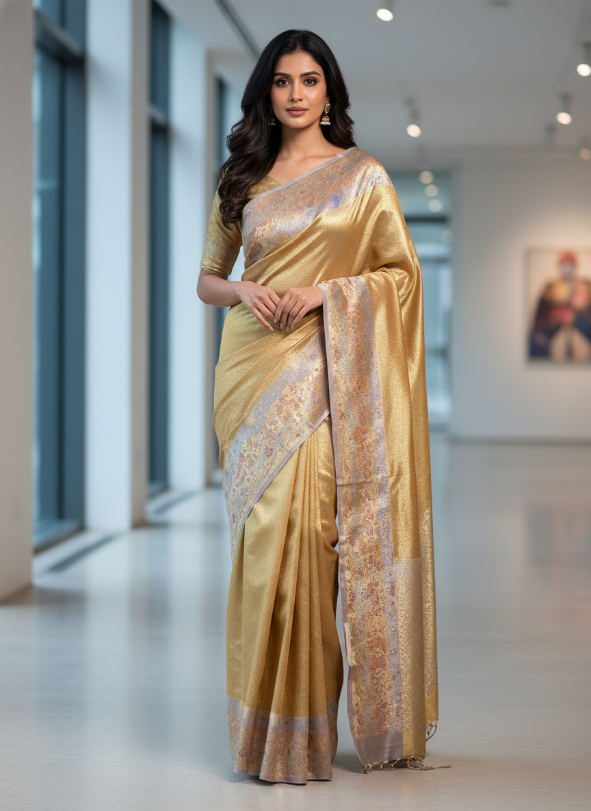 Brown Kanchipuram Silk Saree With Butta Design| AS-00143