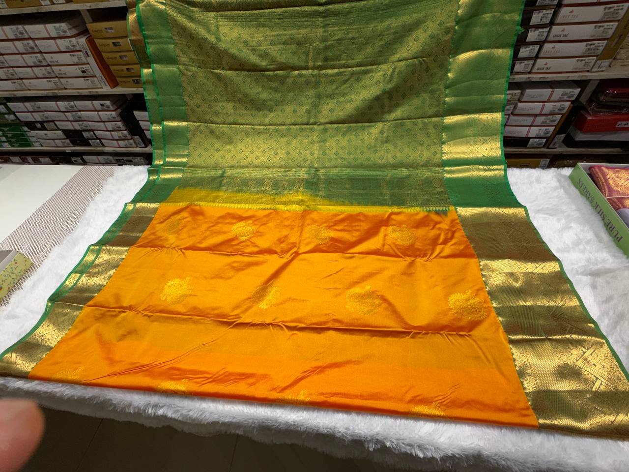 Mustard Yellow Silk Woven Kanjivaram Saree| AS-0010