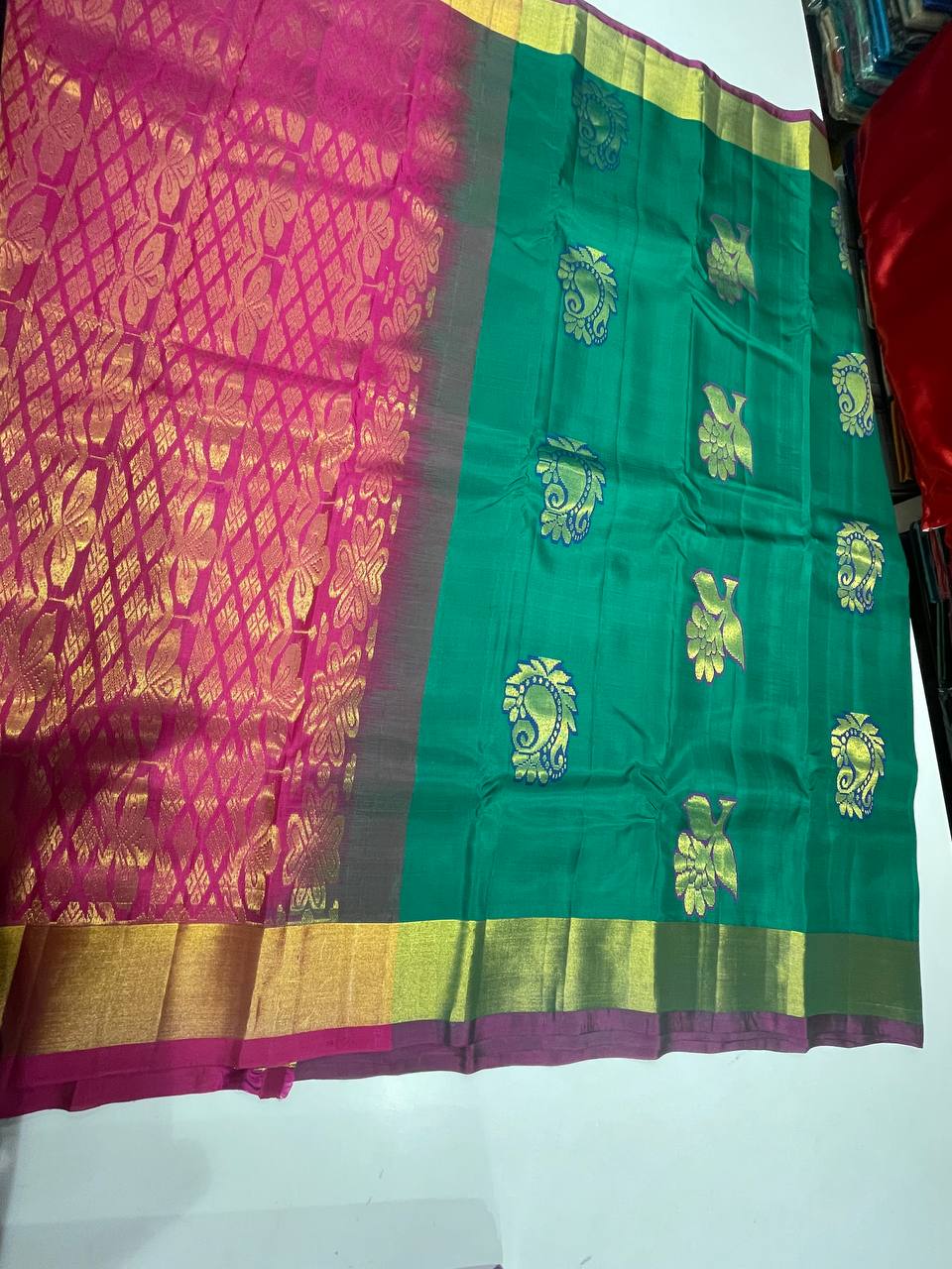 Green Silk Woven Kanjivaram Saree|AS-0050