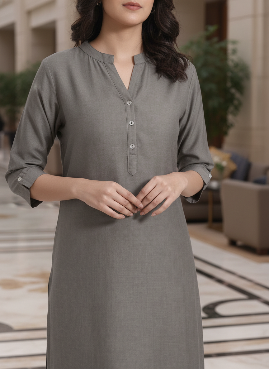 White solid  straight cut kurta | AS-00167